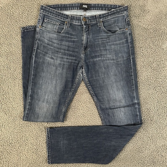 Paige Jeans Mens 34x34 Blue Federal Straight Leg Denim Modern Fit Casual - Picture 1 of 8
